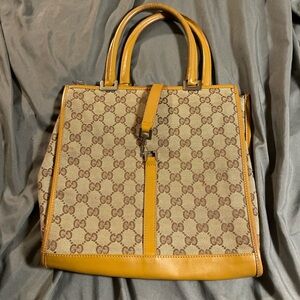 Gucci Tan and Brown Tote Bag